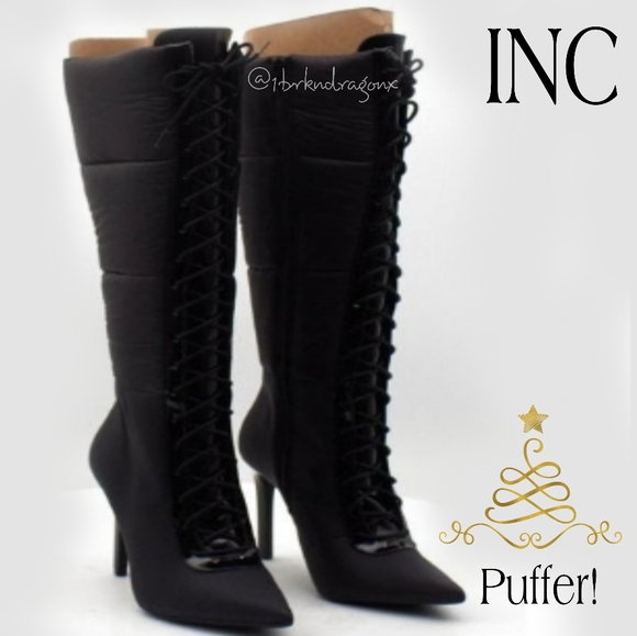 NIB INC Schutz Meredith Knee High Watetproof  Boots Puffer Lace up Stilletos NWT - Picture 14 of 16